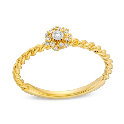 Circle of Gratitude® Collection 0.05 CT. T.W. Diamond Braided Frame Ring in 10K Gold