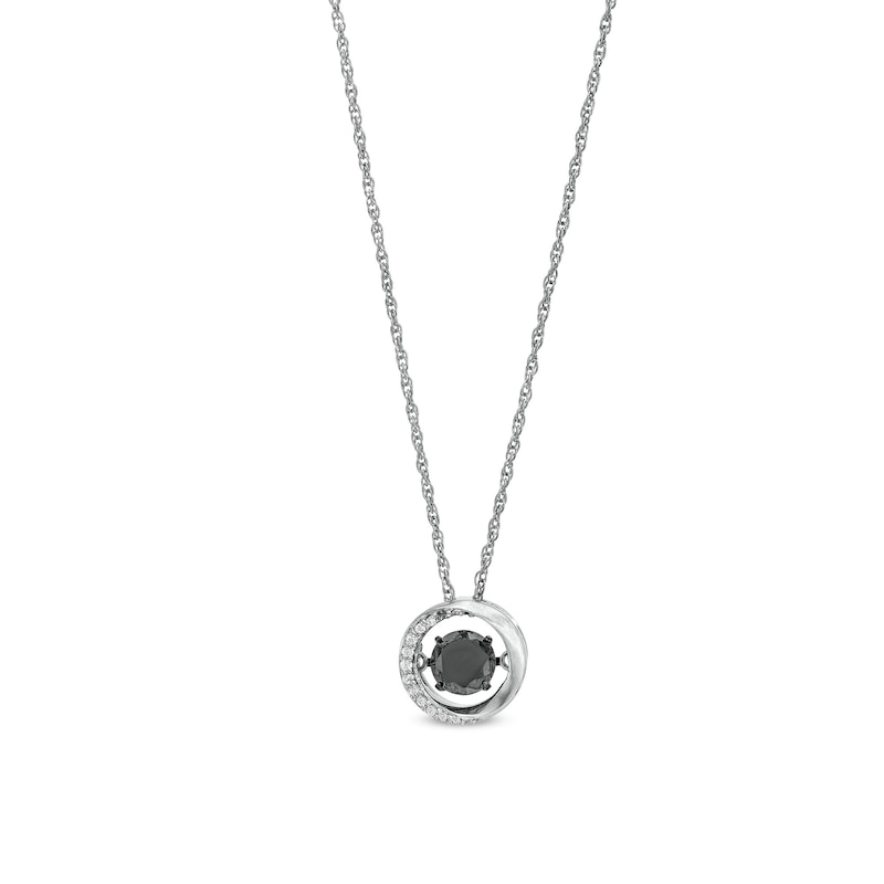 Unstoppable Love™ 0.50 CT. T.W. Black and White Diamond Open Circle Frame Pendant in Sterling Silver|Peoples Jewellers