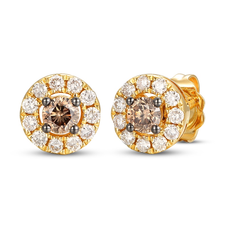 Le Vian® 0.40 CT. T.W. Chocolate Diamond® and Nude Diamond™ Frame Stud Earrings in 14K Honey Gold™|Peoples Jewellers