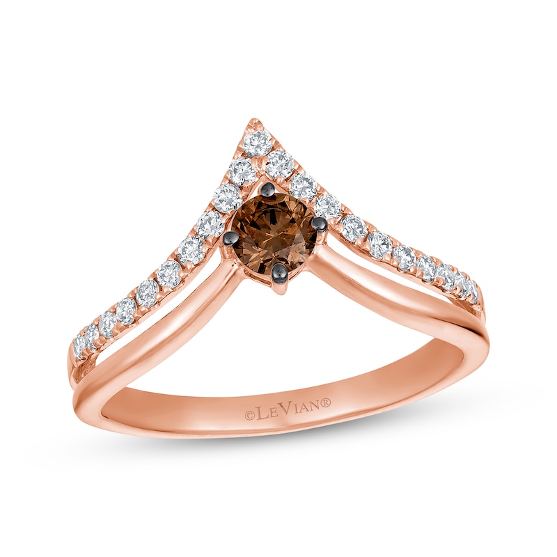 Le Vian® 0.40 CT. T.W. Chocolate Diamond® and Nude Diamond™ Deep Chevron Ring in 14K Strawberry Gold™|Peoples Jewellers