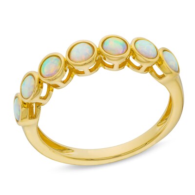 Lab-Created Opal Seven Stone Ring in 10K Gold