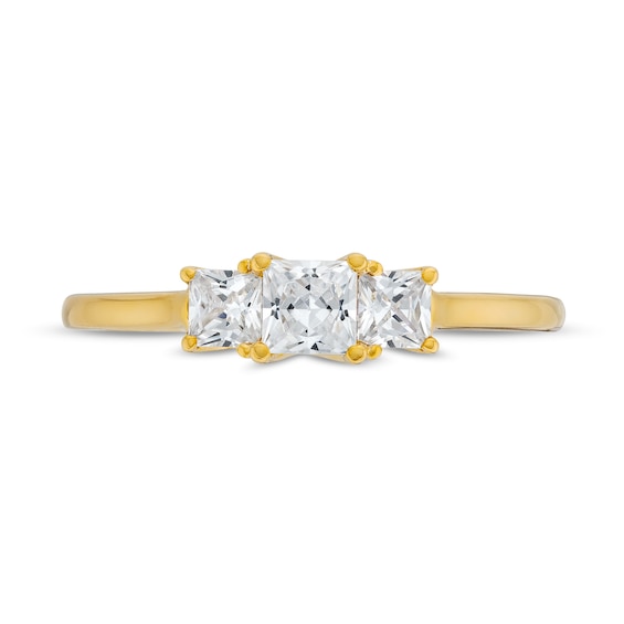 0.50 CT. T.W. Princess-Cut Certified Lab-Created Diamond Past Present Future® Engagement Ring in 14K Gold (F/SI2