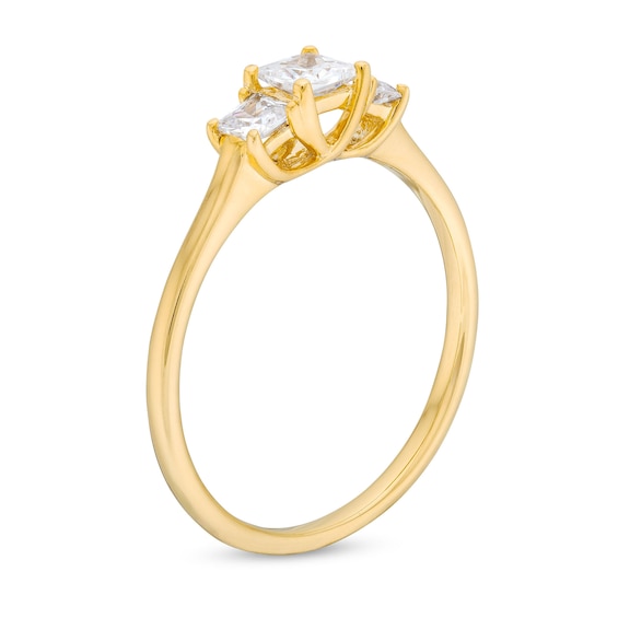 0.50 CT. T.W. Princess-Cut Certified Lab-Created Diamond Past Present Future® Engagement Ring in 14K Gold (F/SI2