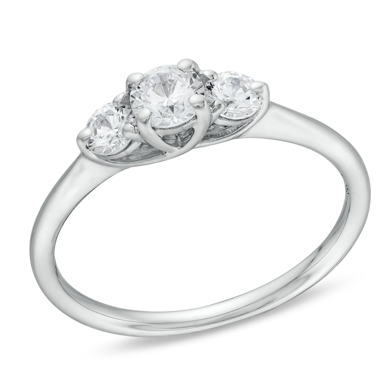 0.50 CT. T.W. Certified Lab-Created Diamond Past Present Future® Engagement Ring in 14K White Gold (F/SI2)|Peoples Jewellers