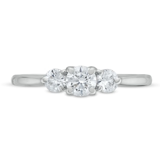 0.50 CT. T.W. Certified Lab-Created Diamond Past Present Future® Engagement Ring in 14K White Gold (F/SI2)