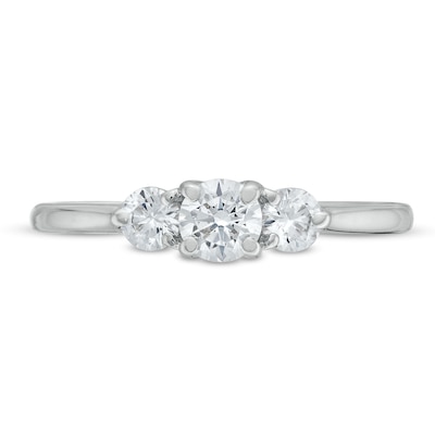 0.50 CT. T.W. Certified Lab-Created Diamond Past Present Future® Engagement Ring in 14K White Gold (F/SI2)