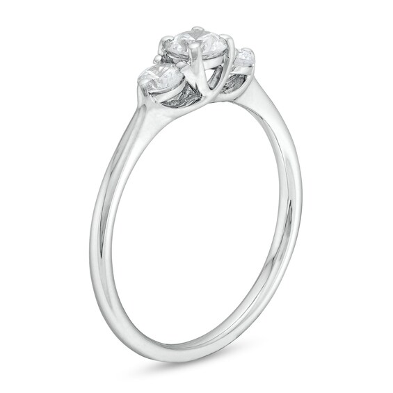 0.50 CT. T.W. Certified Lab-Created Diamond Past Present Future® Engagement Ring in 14K White Gold (F/SI2)