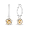 Thumbnail Image 0 of Enchanted Disney Belle 0.085 CT. T.W. Diamond Rose Drop Earrings in Sterling Silver and 10K Gold
