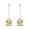 Thumbnail Image 1 of Enchanted Disney Belle 0.085 CT. T.W. Diamond Rose Drop Earrings in Sterling Silver and 10K Gold