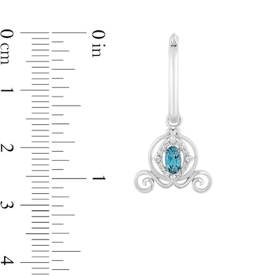 Enchanted Disney Cinderella Oval London Blue Topaz and 0.08 CT. T.W. Diamond Carriage Drop Earrings in Sterling Silver