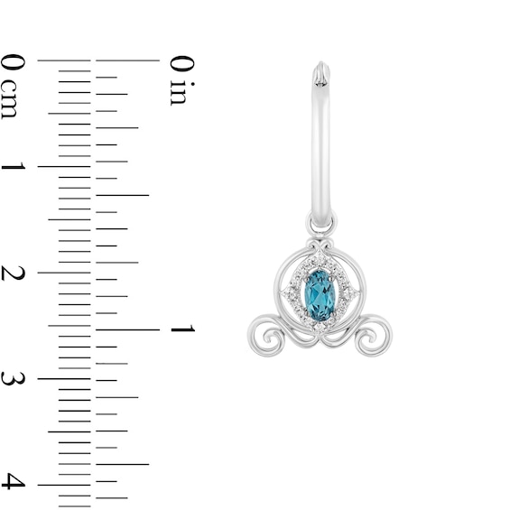 Enchanted Disney Cinderella Oval London Blue Topaz and 0.08 CT. T.W. Diamond Carriage Drop Earrings in Sterling Silver