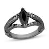 Thumbnail Image 0 of Enchanted Disney Villains Maleficent Marquise Black Onyx and 0.08 CT. T.W. Diamond Ring in Sterling Silver - Size 7