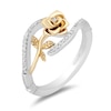 Thumbnail Image 0 of Enchanted Disney Belle 0.10 CT. T.W. Diamond Bypass Rose Ring in Sterling Silver and 10K Gold