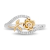 Thumbnail Image 3 of Enchanted Disney Belle 0.10 CT. T.W. Diamond Bypass Rose Ring in Sterling Silver and 10K Gold