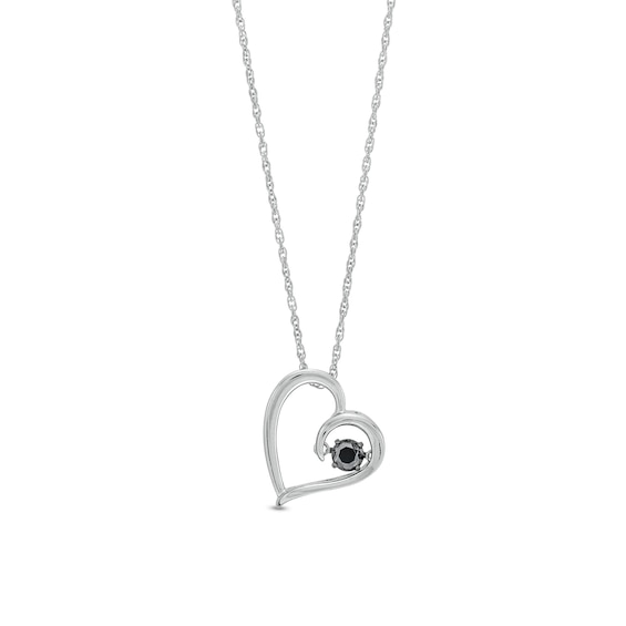 Unstoppable Love™ 0.15 CT. Black Diamond Solitaire Tilted Heart Pendant in Sterling Silver