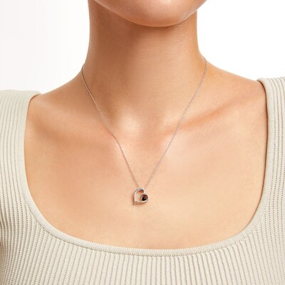 Unstoppable Love™ 0.15 CT. Black Diamond Solitaire Tilted Heart Pendant in Sterling Silver