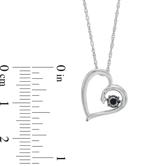 Unstoppable Love™ 0.15 CT. Black Diamond Solitaire Tilted Heart Pendant in Sterling Silver