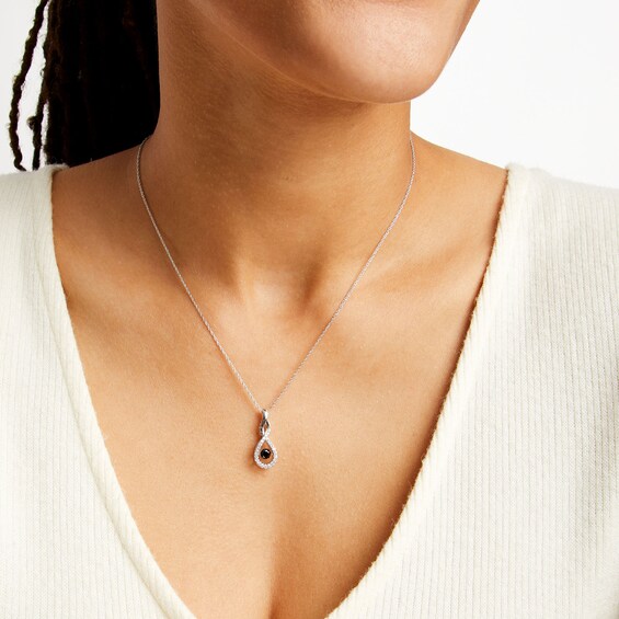 Unstoppable Love™ 0.40 CT. T.W. Black and White Diamond Elongated Flame Pendant in Sterling Silver