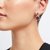 Emerald-Cut Lab-Created Ruby and White Lab-Created Sapphire Frame Dangle Drop Earrings in Sterling Silver