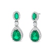 Pear-Shaped Lab-Created Emerald and White Lab-Created Sapphire Frame Dangle Drop Earrings in Sterling Silver