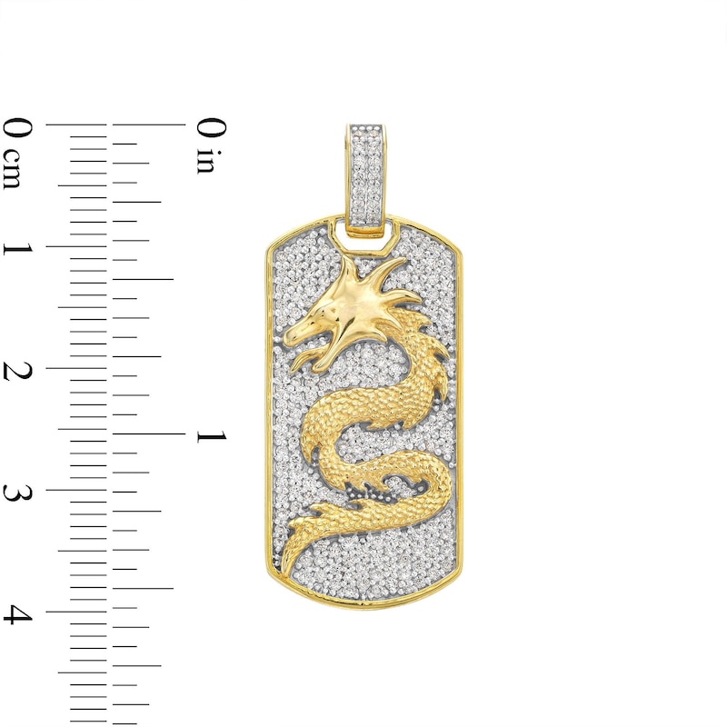 Men's 1.00 CT. T.W. Diamond Dragon Dog Tag Necklace Charm in 10K Gold|Peoples Jewellers