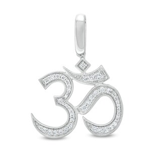 Men's 0.50 CT. T.W. Diamond Om Necklace Charm in 10K White Gold