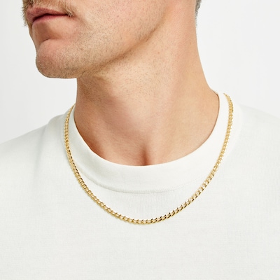 Men's 5.6mm Curb Chain Necklace in Hollow 10K Gold - 22"