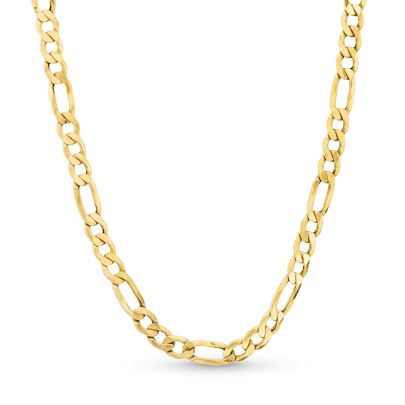 Men's 6.2mm Figaro Link Chain Necklace in Hollow 10K Gold - 22"|Peoples Jewellers