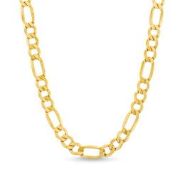 Men's 7.6mm Figaro Link Chain Necklace in Hollow 10K Gold - 24&quot;