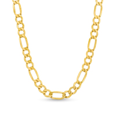 Men's 7.6mm Figaro Link Chain Necklace in Hollow 10K Gold - 24"