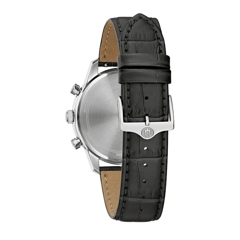 Men's Bulova Classic Sutton Black Strap Chronograph Watch with Black Dial (Model: 96B403)