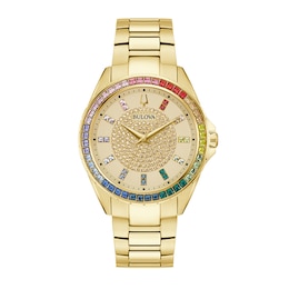 Bulova Phantom Rainbow Crystal Accent Gold-Tone Watch with Champagne Dial (Model: 97A179)