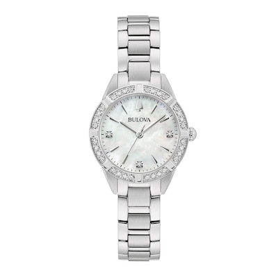 Ladies' Bulova Sutton 0.05 CT. T.W. Diamond Watch with Mother-of-Pearl Dial (Model: 96R253)