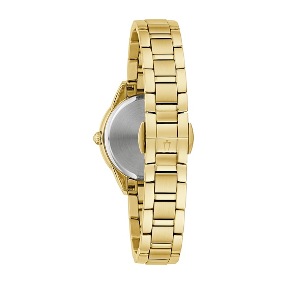 Ladies' Bulova Sutton 0.05 CT. T.W. Diamond Gold-Tone Watch with Mother-of-Pearl Dial (Model: 98R297)