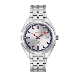 Men's Bulova Jet Star Interchangeable Strap Watch with Red and Blue Accent Dial (Model: 96K112)