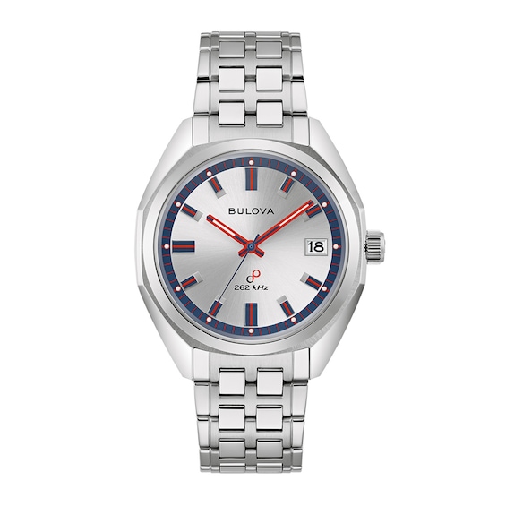 Men's Bulova Jet Star Interchangeable Strap Watch with Red and Blue Accent Dial (Model: 96K112)