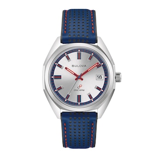 Men's Bulova Jet Star Interchangeable Strap Watch with Red and Blue Accent Dial (Model: 96K112)