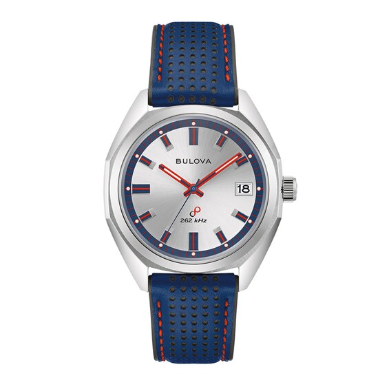 Men's Bulova Jet Star Interchangeable Strap Watch with Red and Blue Accent Dial (Model: 96K112)