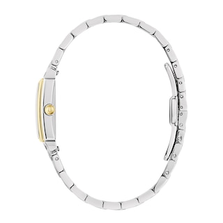 Ladies' Bulova Sutton Two-Tone Watch with Rectangular Mother-of-Pearl Dial (Model: 98L308)