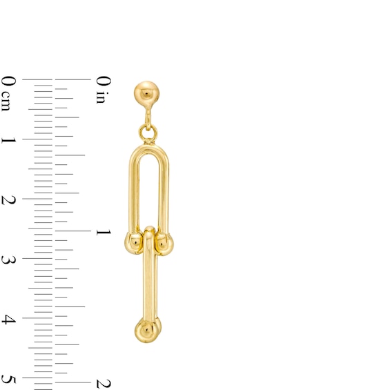 Stirrup Link Drop Earrings in Hollow 14K Gold