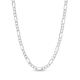 Men's Diamond-Cut 3.3mm Figaro Chain Necklace in Hollow 10K White Gold - 18&quot;