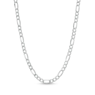 Men's Diamond-Cut 3.3mm Figaro Chain Necklace in Hollow 10K White Gold - 18"