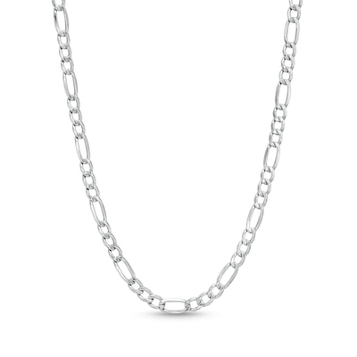 Men's Diamond-Cut 3.3mm Figaro Chain Necklace in Hollow 10K White Gold - 18"