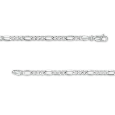 Men's Diamond-Cut 3.3mm Figaro Chain Necklace in Hollow 10K White Gold - 18"