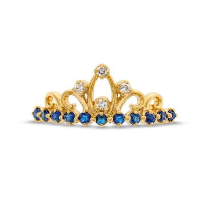 Blue Sapphire and 0.04 CT. T.W. Diamond Tiara Ring in 10K Gold