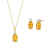 Oval Citrine and Diamond Accent Pendant and Stud Earrings Set in 10K Gold