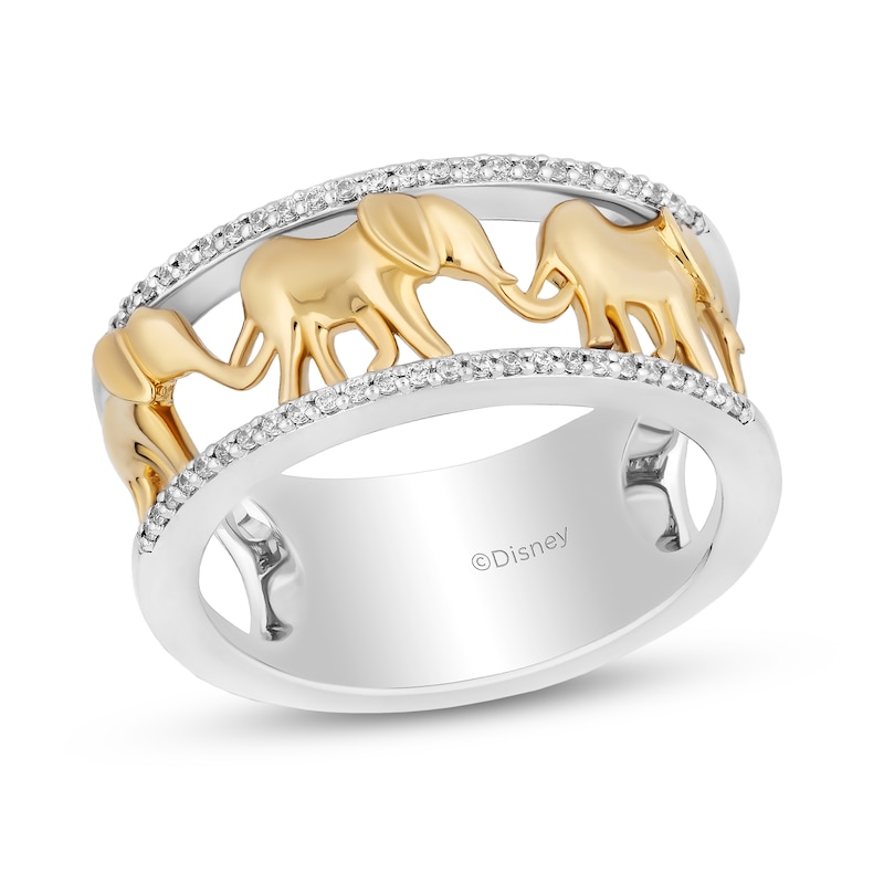 Disney Treasures The Lion King 0.115 Diamond Edge Elephants Ring in Sterling Silver and 10K Gold|Peoples Jewellers