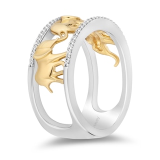 Disney Treasures The Lion King 0.115 Diamond Edge Elephants Ring in Sterling Silver and 10K Gold