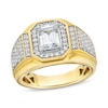 Thumbnail Image 0 of Men's 2.50 CT. T.W. Emerald-Cut Certified Lab-Created Diamond Frame Signet Ring in 10K Gold (F/SI2)