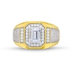 Thumbnail Image 3 of Men's 2.50 CT. T.W. Emerald-Cut Certified Lab-Created Diamond Frame Signet Ring in 10K Gold (F/SI2)